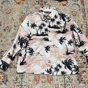 Palm Angels Black and Pink Island Print Shirt